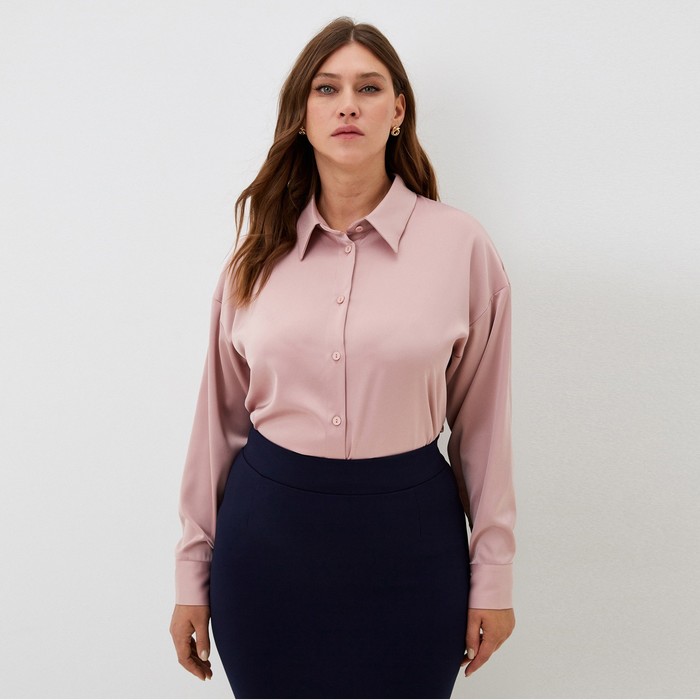Рубашка шелковая MIST plus-size, р. 58, пыльная роза - Фото 1