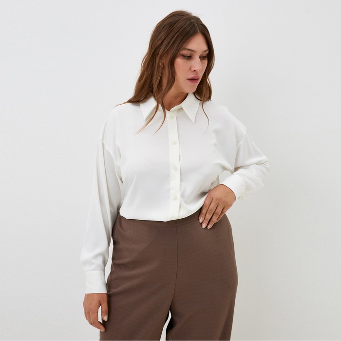 Рубашка шелковая MIST plus-size, р. 58, молочный - Фото 1