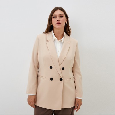 Пиджак женский двубортный MIST plus-size, размер 58, бежевый