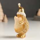 Сувенир полистоун "Золотой ёжик в новогоднем колпаке, со звёздочкой" МИКС 4,5х5х11 см - фото 24261450