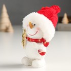 Сувенир полистоун "Снеговичок в красной шапке и шарфе, со звёздочкой" 5х6,5х11 см - Фото 4