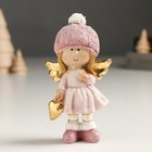 Сувенир полистоун "Малышка-ангел в розовом, с золотым сердцем" блёстки 4х6х10,5 см - фото 11068240