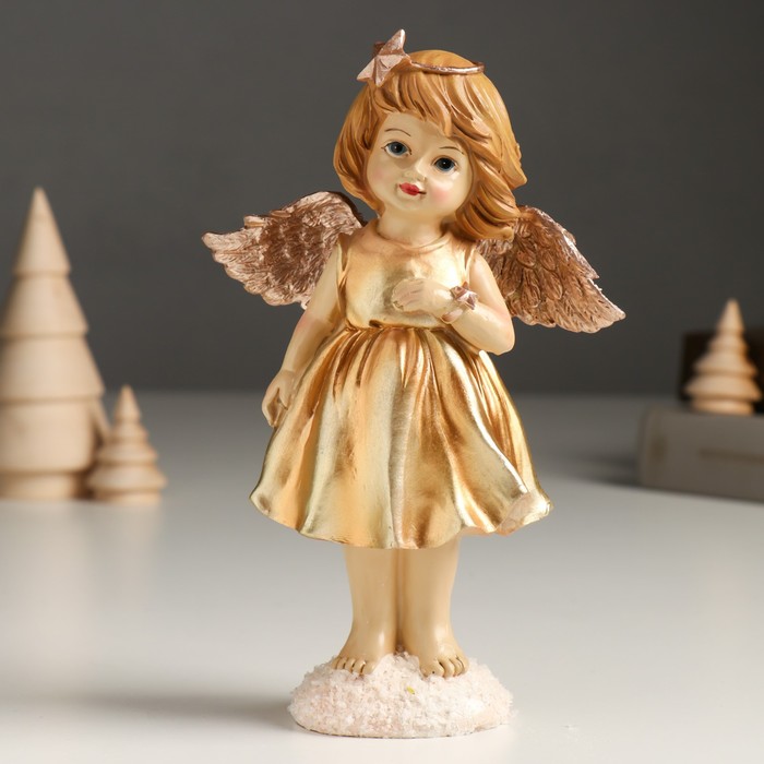 Сувенир полистоун "Девочка-ангел в золотом платье" 5,5х11,5х18 см - Фото 1
