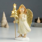 Сувенир полистоун "Девочка-ангел в бежевом платье с ёлочкой" золото 6х9х17 см - фото 320170792
