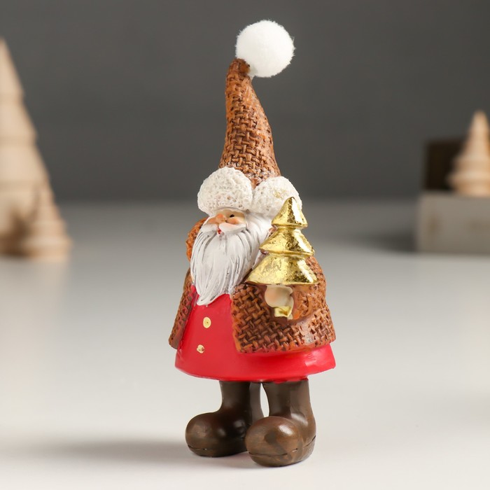 Сувенир полистоун "Дед Мороз в вафельной шубе, колпаке, с подарком/ёлкой" МИКС 5х3,5х11,5 см   94988
