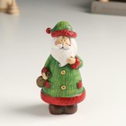 Сувенир полистоун "Дед Мороз в зелёной шубе и колпаке, с мешком" 5х6х13 см - фото 320170896