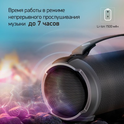 Колонка портативная Digma D-PS1520, 16 Вт, 1.0 BT, 10 м, 1500mAh, чёрная (SP1520B)