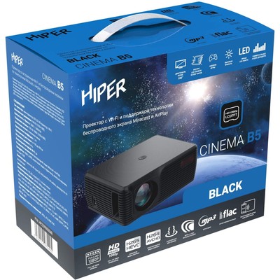 Проектор Hiper Cinema B5 Black LCD 6000Lm 2000:1 ресурс лампы:50000часов 2xUSB typeA 1xHDMI   100442