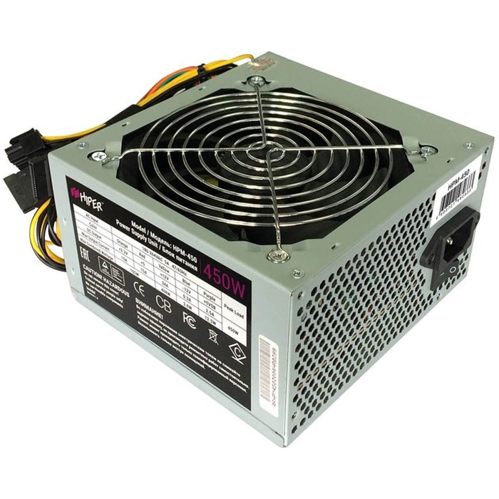 Блок питания Hiper ATX 450W HPM-450 (24+4+4pin) PPFC 120mm fan 3xSATA - фото 51349438