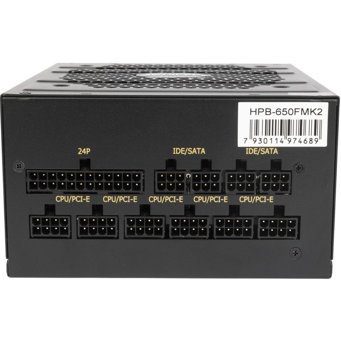 Блок питания Hiper ATX 650W HPB-650FMK2 80+ gold (24+4+4pin) APFC 120mm fan 6xSATA Cab Manag   10044 - фото 51349496