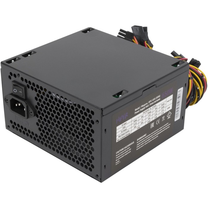 Блок питания Hiper ATX 650W HPC-650 80+ (24+4+4pin) APFC 120mm fan 5xSATA - фото 51349505