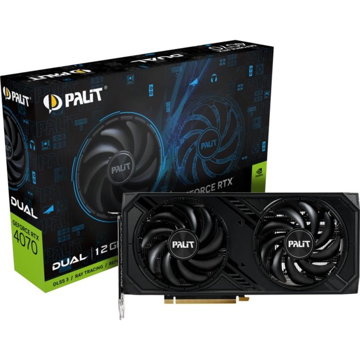 Видеокарта Palit PCI-E 4.0 RTX4070 DUAL NVIDIA GeForce RTX 4070 12288Mb 192 GDDR6X 1920/2100   10044 - фото 51349740