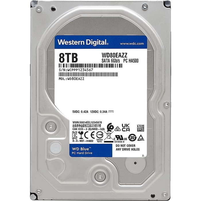 Жесткий диск WD SATA-III 8TB WD80EAZZ Blue (5640rpm) 128Mb 3.5" - фото 51349773