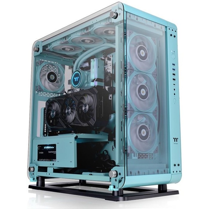 Корпус Thermaltake Core P6 TG Turquoise бирюзовый без БП ATX 10x120mm 6x140mm 2xUSB2.0 2xUSB   10044 - фото 51350092