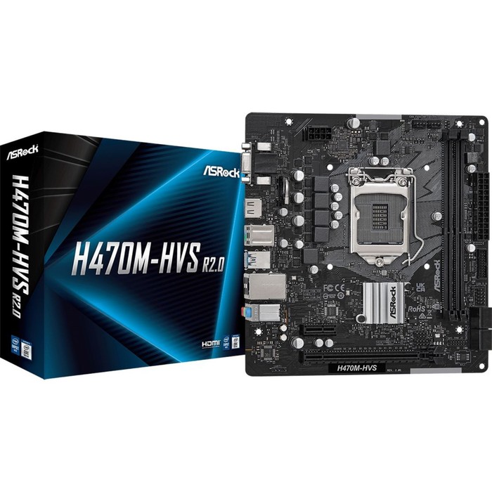 Материнская плата Asrock H470M-HVS R2.0 Soc-1200 Intel H470 2xDDR4 mATX AC`97 8ch(7.1) GbLAN   10044 - фото 51350177