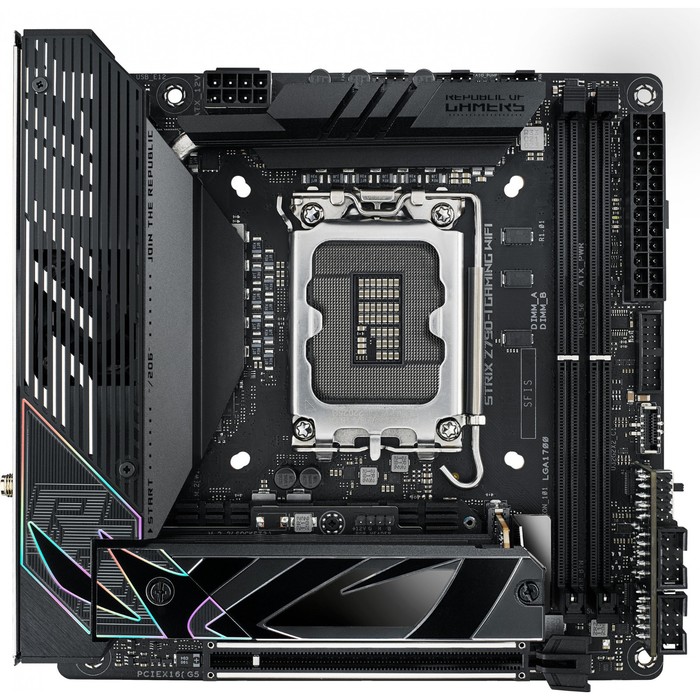 Материнская плата Asus ROG STRIX Z790-I GAMING WIFI Soc-1700 Intel Z790 2xDDR5 mini-ITX AC`9   10044 - Фото 1