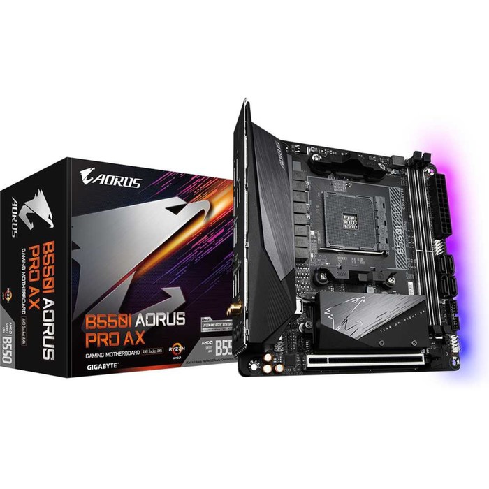 Материнская плата Gigabyte B550I AORUS PRO AX Soc-AM4 AMD B550 2xDDR4 mini-ITX AC`97 8ch(7.1   10044 - фото 51350434