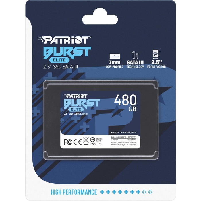 Накопитель SSD Patriot SATA III 480GB PBE480GS25SSDR Burst Elite 2.5" - фото 51350484