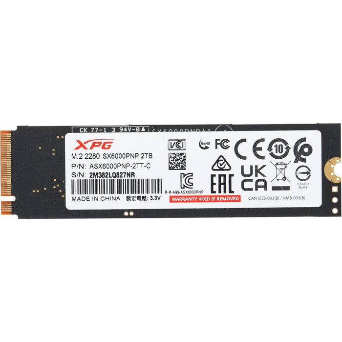 Накопитель SSD A-Data PCI-E 3.0 x4 2TB ASX6000PNP-2TT-C XPG SX6000 Pro M.2 2280 - фото 51350502