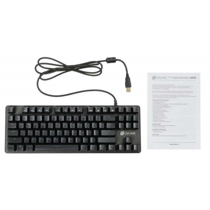 Клавиатура Оклик 969G SHOTGUN механическая черный USB Multimedia for gamer LED - фото 51353544