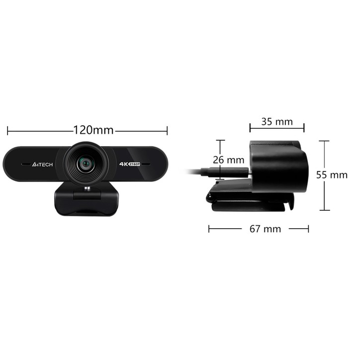 Камера Web A4Tech PK-1000HA черный 8Mpix (3840x2160) USB3.0 с микрофоном - фото 51353656