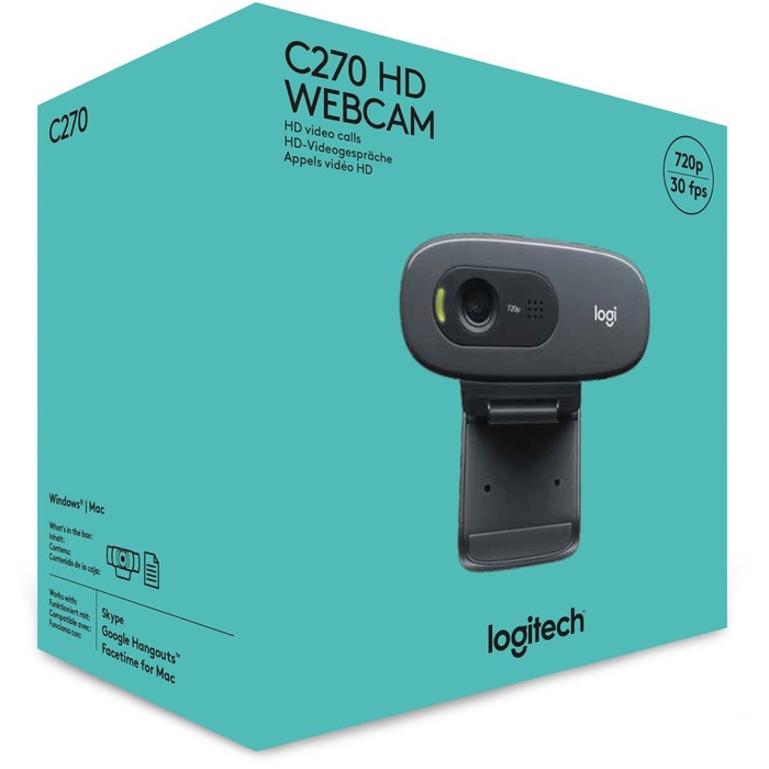 Камера Web Logitech HD Webcam C270 черный 0.9Mpix (1280x720) USB2.0 с микрофоном (960-000999   10045 - фото 51353714