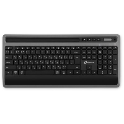 Клавиатура Оклик 860S серый/черный USB беспроводная BT/Radio slim Multimedia (подставка для   100459