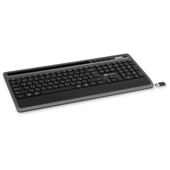 Клавиатура Оклик 860S серый/черный USB беспроводная BT/Radio slim Multimedia (подставка для   100459 - фото 51353902