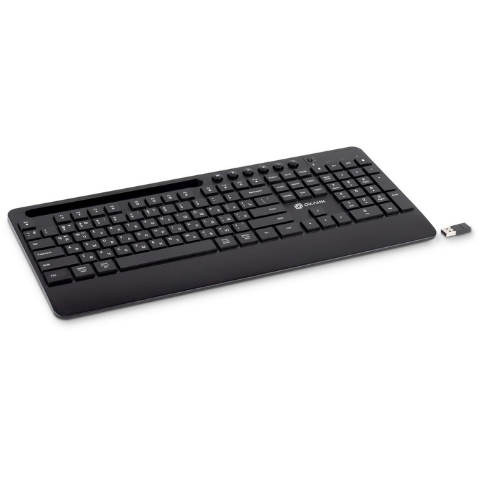 Клавиатура Оклик 865S черный USB беспроводная BT/Radio slim Multimedia (подставка для запяст   10045 - фото 51442332