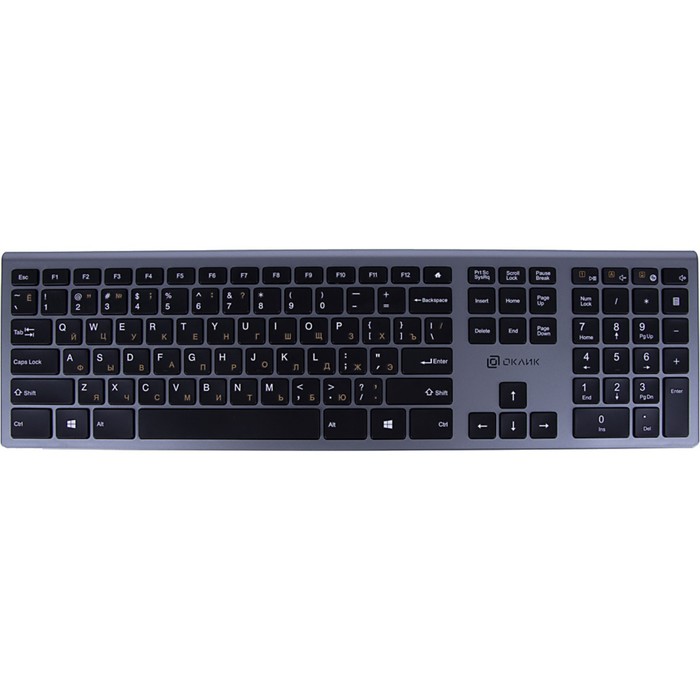 Клавиатура Оклик 890S серый USB беспроводная slim - Фото 1