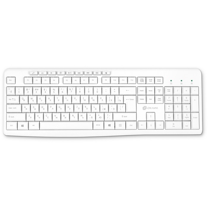Клавиатура Оклик K225W белый USB беспроводная Multimedia (1875235) - Фото 1