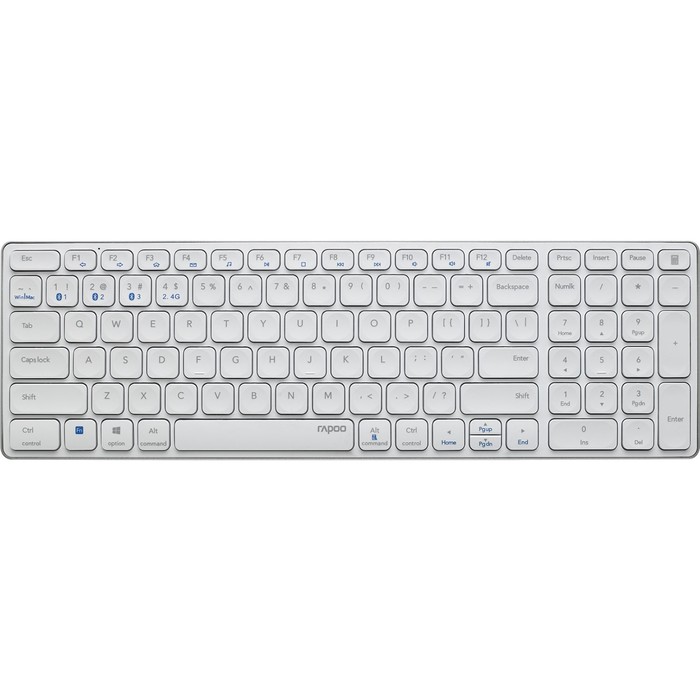 Клавиатура Rapoo E9700M белый USB беспроводная BT/Radio slim Multimedia для ноутбука (14516)   10046 - Фото 1