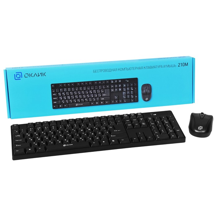 Клавиатура + мышь Оклик 210M клав:черный мышь:черный USB беспроводная (612841) - фото 51354129