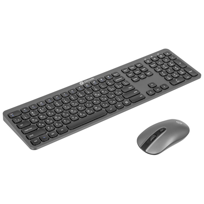 Клавиатура + мышь Оклик 300M клав:серый мышь:серый/черный USB беспроводная slim (1488402) - фото 51354154
