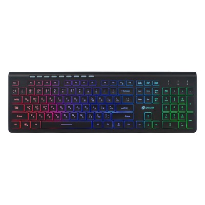 Клавиатура Oklick 490ML, USB, подсветка, slim Multimedia, чёрная