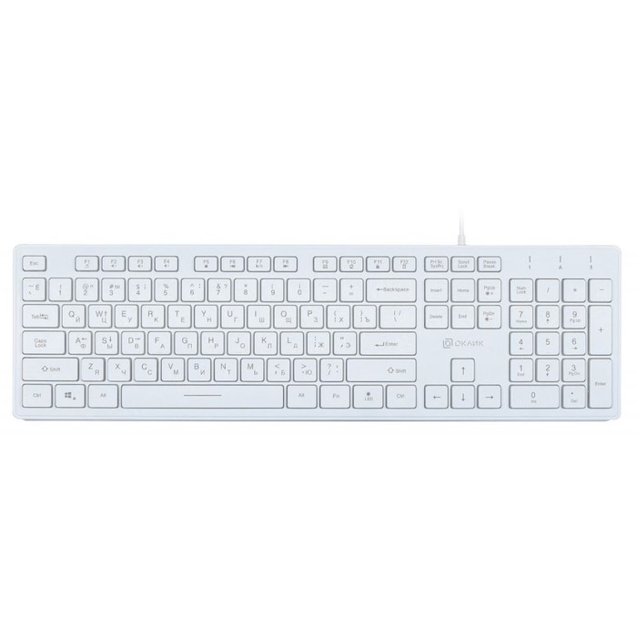 Клавиатура Оклик 550ML белый USB slim Multimedia LED - фото 51354748