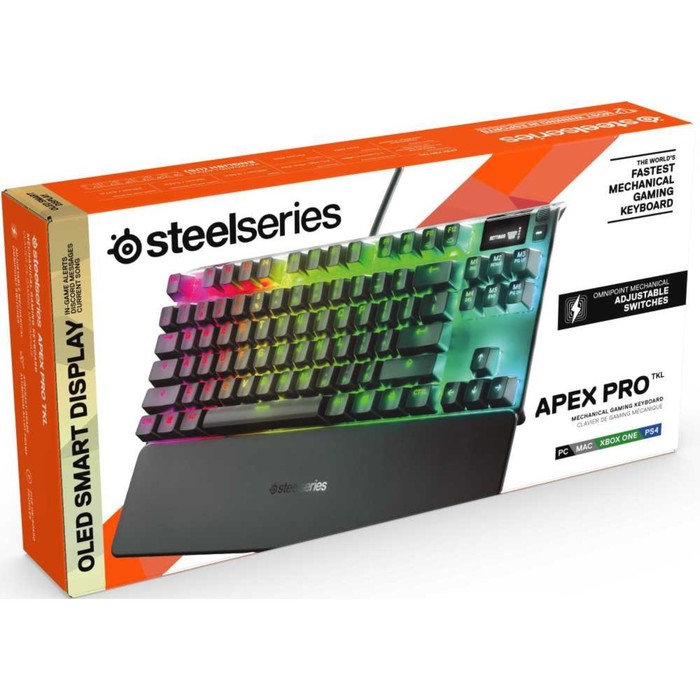 Клавиатура Steelseries Apex Pro TKL механическая черный USB for gamer LED (подставка для зап   10046 - фото 51354813