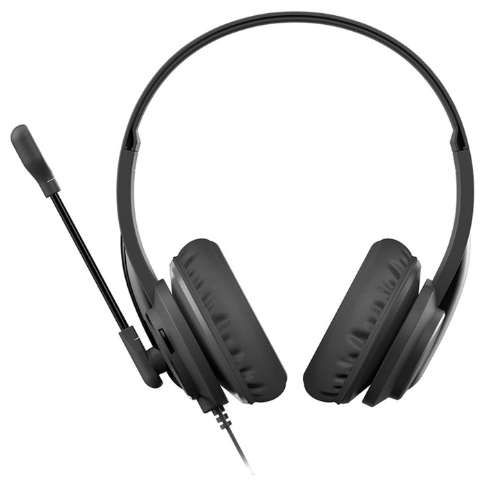 Наушники с микрофоном A4Tech HU-10 черный 2м накладные USB оголовье (HU-10/USB/BLACK) - фото 51360977