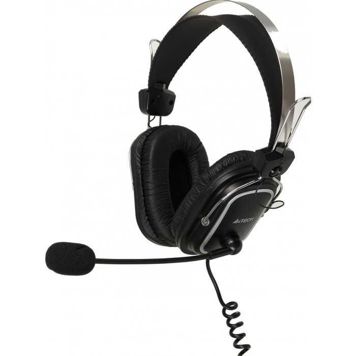 Наушники с микрофоном A4Tech HU-50 черный 2м накладные USB оголовье - Фото 1