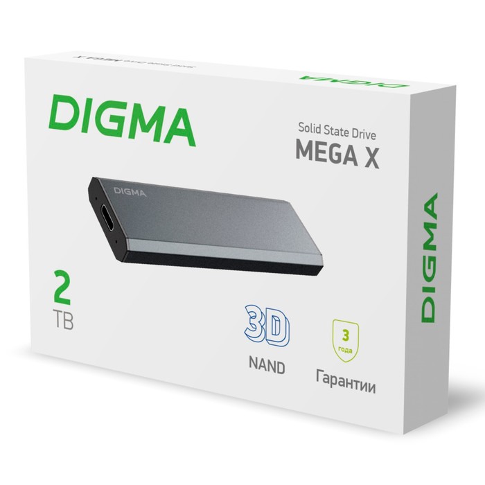 Накопитель SSD Digma USB 3.2 2Tb DGSM8002T1MGG MEGA X 1.8" темно-серый - фото 51361477