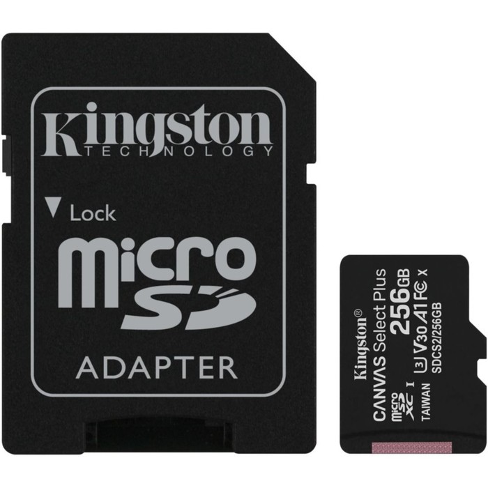 Карта памяти microSDXC 256GB Kingston SDCS2/256GB Canvas Select Plus + adapter - Фото 1