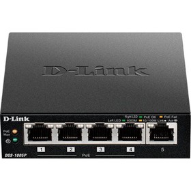 Коммутатор D-Link DGS-1005P/B1A 5G 4PoE 60W неуправляемый