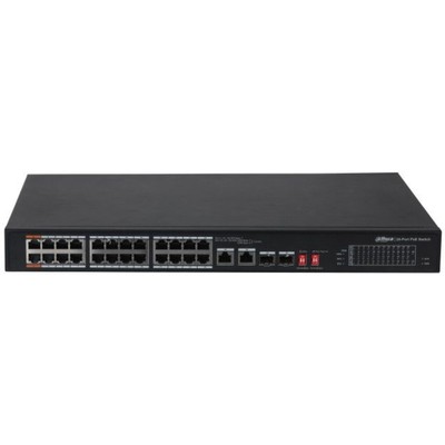 Коммутатор Dahua DH-PFS3226-24ET-240 24x100Mb 2G 2SFP 22PoE+ 240W неуправляемый