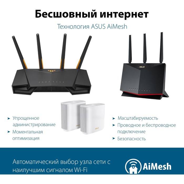 Роутер беспроводной Asus TUF-AX3000 AX3000 10/100/1000BASE-TX/4G ready черный - фото 51361940