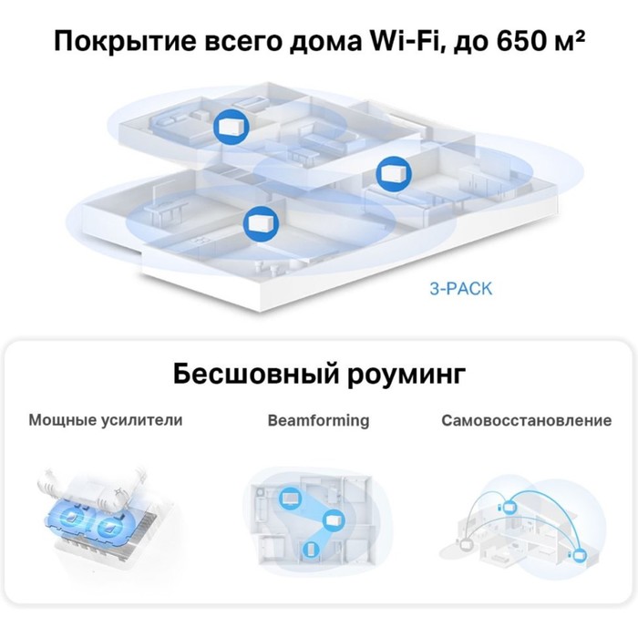 Бесшовный Mesh роутер Mercusys Halo H80X(3-pack) AX3000 10/100/1000BASE-TX белый (упак.:3шт)   10047 - фото 51362072