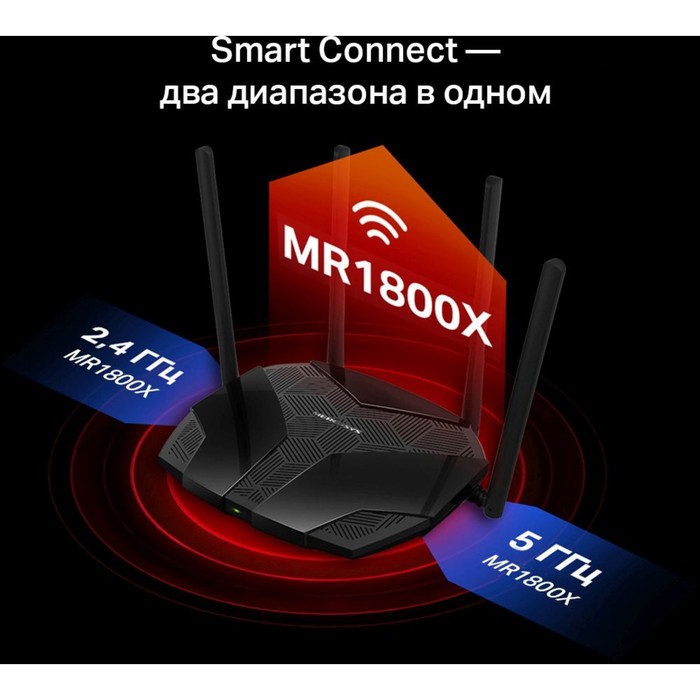 Роутер беспроводной Mercusys MR1800X AX1800 10/100/1000BASE-TX черный - фото 51362091