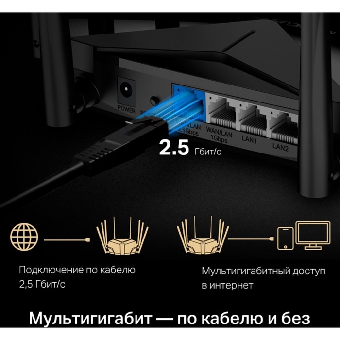 Роутер беспроводной Mercusys MR90X AX6000 100/1000/2500BASE-T черный - фото 51362107