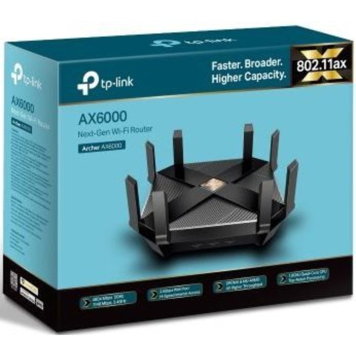 Роутер беспроводной TP-Link Archer AX6000 AX6000 10/100/1000BASE-TX (упак.:1шт) - фото 51362243 Роутер беспроводной TP-Link Archer AX6000 AX6000 10/100/1000BASE-TX (упак.:1шт) - фото 51362243