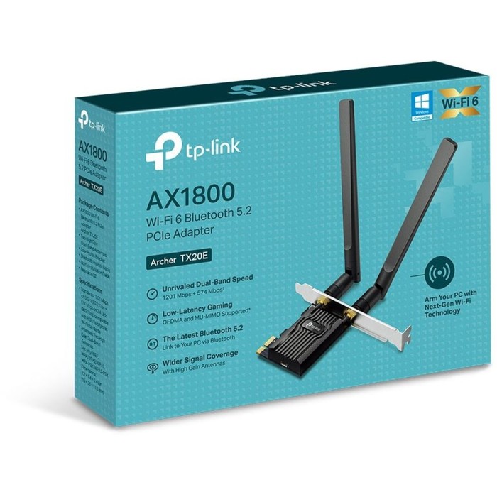 Сетевой адаптер WiFi + Bluetooth TP-Link Archer TX20E AX1800 PCI Express (ант.внеш.съем) 2ан   10047 - фото 51362408