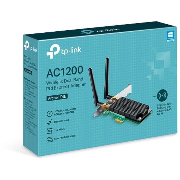 Сетевой адаптер WiFi TP-Link Archer T4E AC1200 PCI Express (ант.внеш.съем) 2ант. - фото 51362456